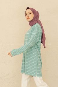 Modalamelif Çizgili Tunik Mint