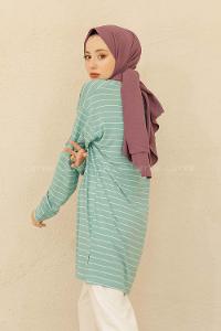 Modalamelif Çizgili Tunik Mint