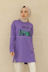 Modalamelif Wanna Hug Baskılı Tunik Mor