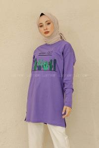 Modalamelif Wanna Hug Baskılı Tunik Mor