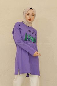 Modalamelif Wanna Hug Baskılı Tunik Mor