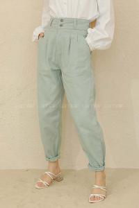 Modalamelif Yüksek Bel Balon Mom Jean Mint
