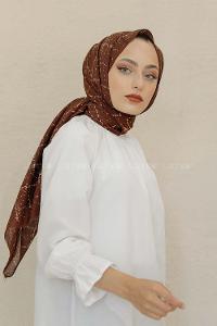 Modalamelif Acı Kahve Rengi Ekose Desen Pamuk Vual Şal