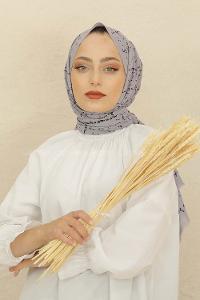 Modalamelif Açık Gri Ekose Desen Pamuk Vual Şal