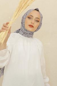 Modalamelif Açık Gri Ekose Desen Pamuk Vual Şal