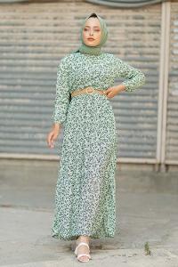 Modalamelif Hasır Kemerli Gelincik Elbise Çağla