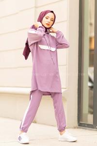 Modalamelif Kapak Cepli Garnili Takım Lila