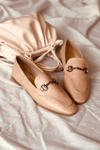 Modalamelif Metal Aksesuarlı Babet Krem