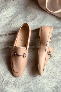 Modalamelif Metal Aksesuarlı Babet Krem