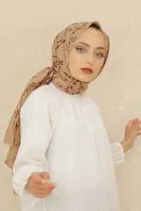 Modalamelif Toprak Rengi Ceviz Yaprağı Pamuk Vual Şal