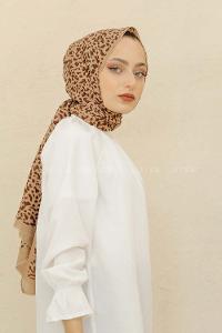 Modalamelif Vizonrengi Rengi Taş Motifli Pamuk Vual Şal