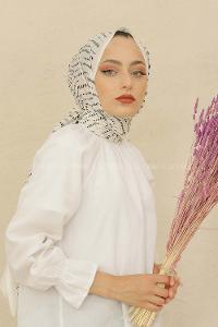 Modalamelif Beyaz Renk Şerit Desenli Şal