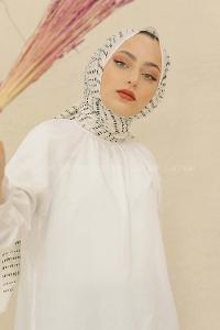 Modalamelif Beyaz Renk Şerit Desenli Şal