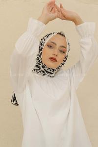 Modalamelif Beyaz Renk Su Damlası Desenli Şal