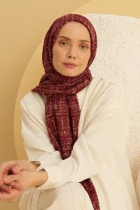 Modalamelif Bordo Batik Desen Şal