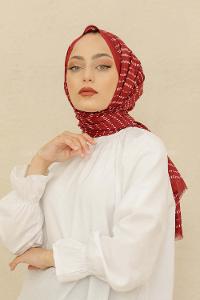 Modalamelif Bordo Renk Şerit Desenli Şal