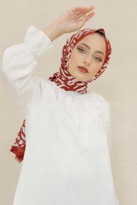 Modalamelif Bordo Renk Su Damlası Desenli Şal