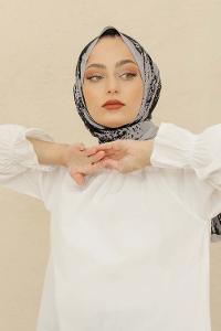 Modalamelif Gri Renk Karışık Desenli Şal