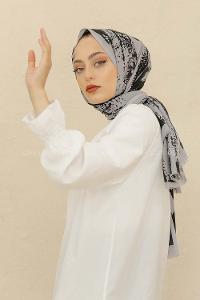 Modalamelif Gri Renk Karışık Desenli Şal