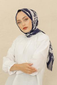 Modalamelif Lacivert Renk Karışık Desenli Şal