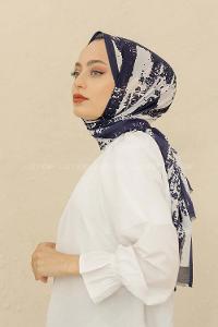 Modalamelif Lacivert Renk Karışık Desenli Şal