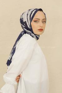 Modalamelif Lacivert Renk Karışık Desenli Şal
