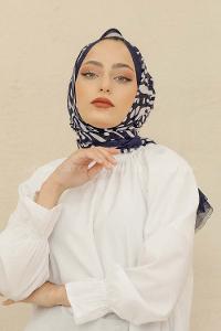 Modalamelif Lacivert Renk Su Damlası Desenli Şal