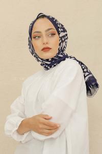 Modalamelif Lacivert Renk Su Damlası Desenli Şal