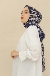 Modalamelif Lacivert Renk Su Damlası Desenli Şal