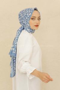 Modalamelif Mavi Renkli Pati Desenli Şal