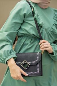 Modalamelif Metal Kilitli Andora Çapraz Çanta Siyah