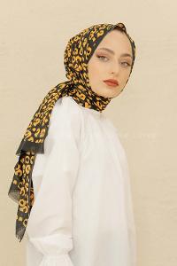 Modalamelif Siyah-Hardal Renkli Pati Desenli Şal