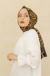 Modalamelif Siyah-Hardal Renkli Pati Desenli Şal