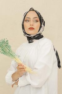 Modalamelif Siyah Renk Karışık Desenli Şal