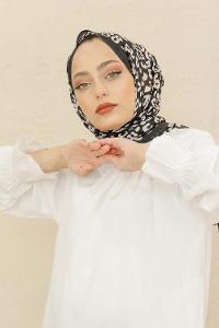 Modalamelif Siyah Renk Pati Desenli Şal