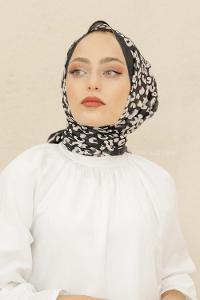 Modalamelif Siyah Renk Pati Desenli Şal