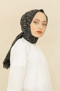 Modalamelif Siyah Renk Şerit Desenli Şal