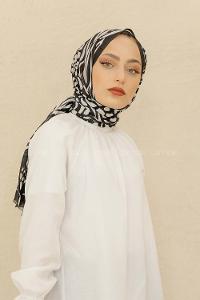 Modalamelif Siyah Renk Su Damlası Desenli Şal