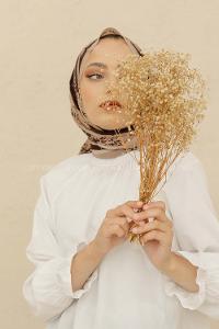 Modalamelif Vizonrengi Renk Karışık Desenli Şal