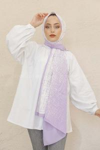 Modalamelif Renkli Baskılı Medine İpeği Şal Brush Desen