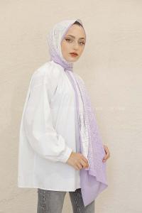 Modalamelif Renkli Baskılı Medine İpeği Şal Brush Desen