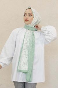 Modalamelif Renkli Baskılı Medine İpeği Şal Çizgi Desen