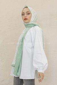 Modalamelif Renkli Baskılı Medine İpeği Şal Çizgi Desen