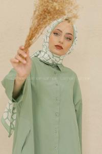 Modalamelif Renkli Baskılı Medine İpeği Şal Dama Desen Mint