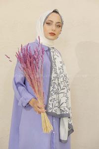 Modalamelif Renkli Baskılı Medine İpeği Şal Tomurcuk Desen