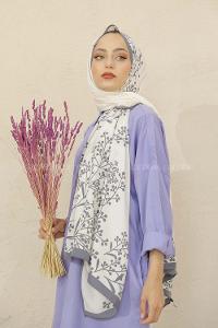 Modalamelif Renkli Baskılı Medine İpeği Şal Tomurcuk Desen