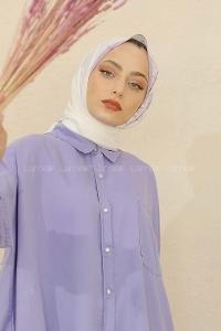 Modalamelif Renkli Baskılı Medine İpeği Şal Tomurcuk Desen Lila