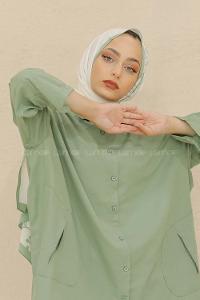 Modalamelif Renkli Baskılı Medine İpeği Şal Tomurcuk Desen Mint