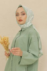 Modalamelif Renkli Baskılı Medine İpeği Şal Zebra Desen Çağla