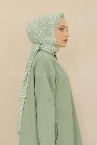 Modalamelif Renkli Baskılı Medine İpeği Şal Zebra Desen Mint